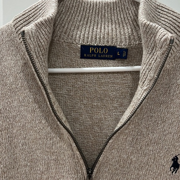 Polo Ralph Lauren, quarter zip sweater, beige, size large - Picture 2 of 2